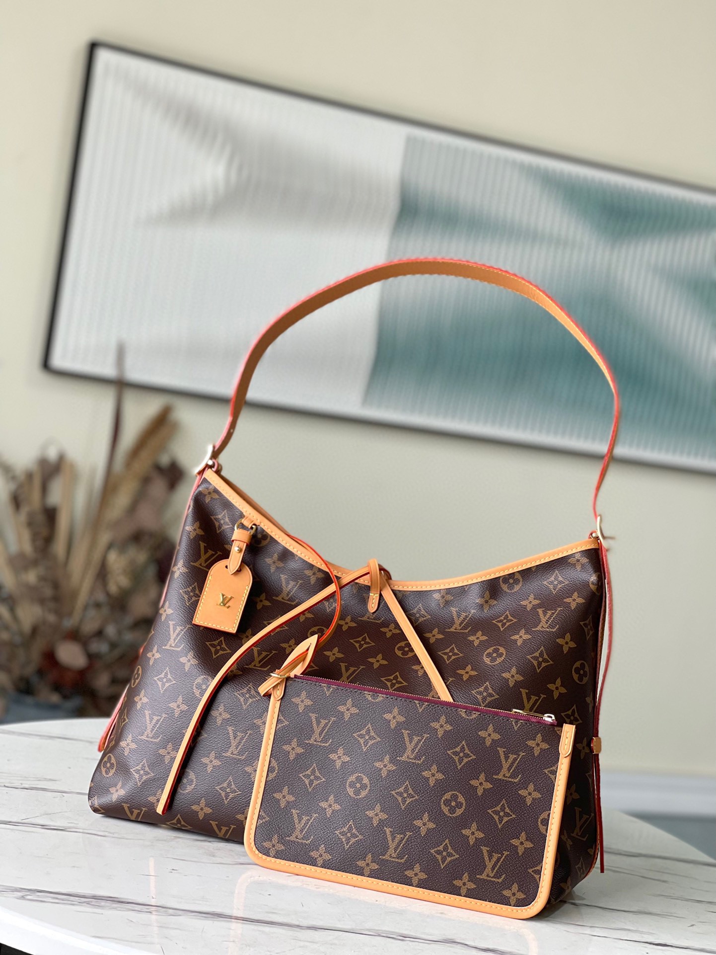 Louis Vuitton Monogram Casual Style Canvas 2WAY Plain Leather Party Style  (SAC CARRYALL PM, M46203)