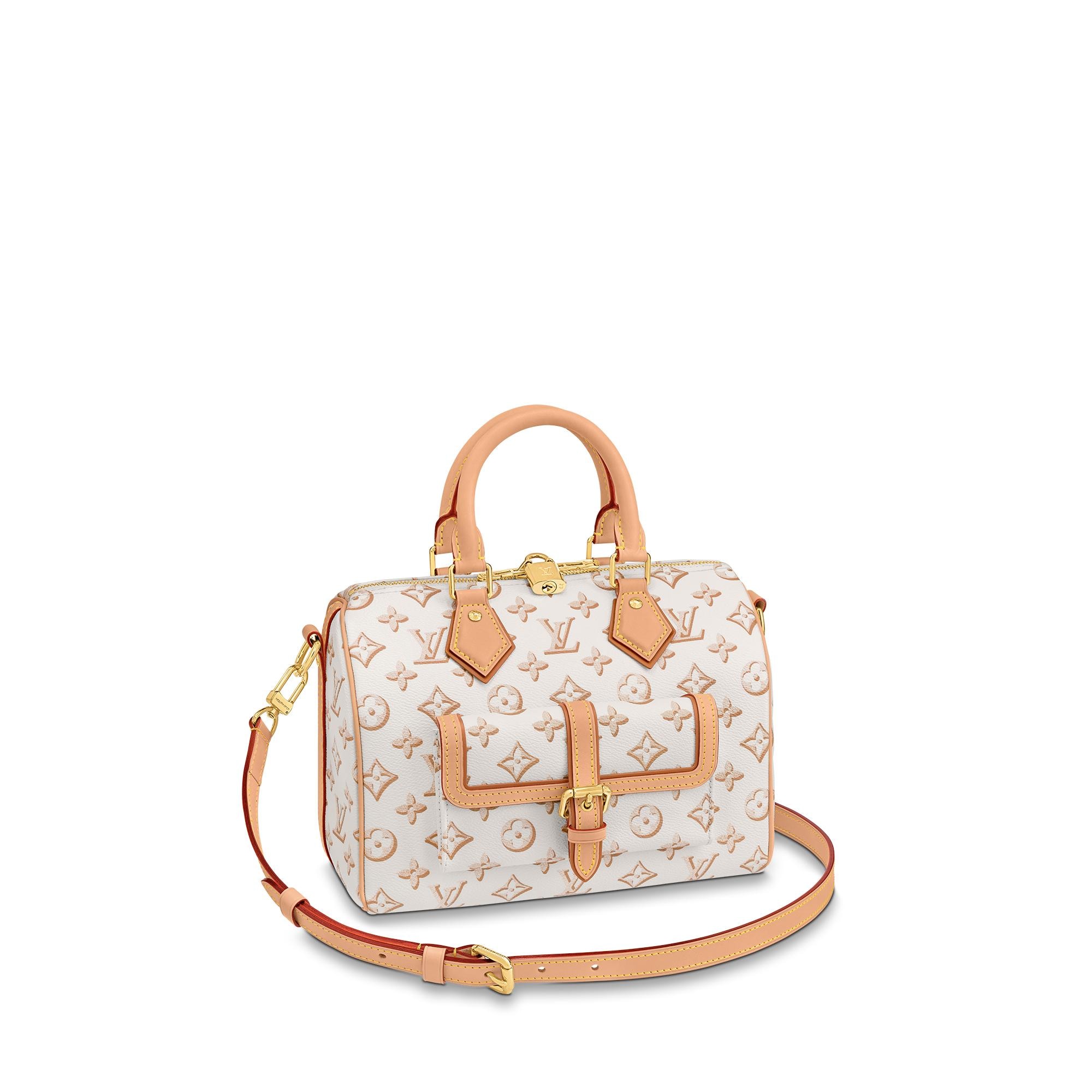 Speedy linen handbag Louis Vuitton Beige in Linen - 38069408